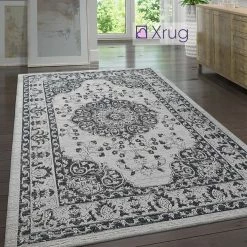 Xrugs Cotton Rug Runner Grey Black Oriental Rug 100% Natural Large Small Flatweave Washable Carpet Living Room Bedroom Mat