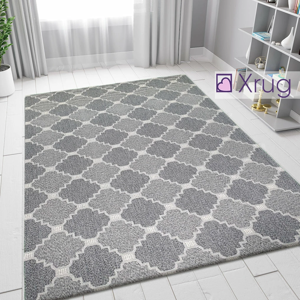 Xrugs Grey Trellis Rug 100% Cotton Large Small XL Rug Runner Washable Flat Weave Carpet Mat Cotton Rugs 1 Xrugs Grey Trellis Rug 100% Cotton Large Small XL Rug Runner Washable Flat Weave Carpet Mat Cotton Rugs