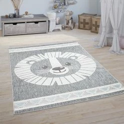 Xrugs Outdoors Kids Rug Grey Lion 3D Print Decking Garden Children Patio Play Room Mat