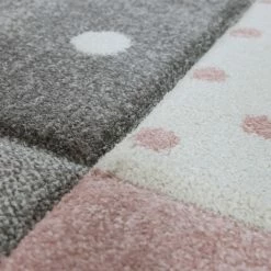 Xrugs Girls Bedroom Rug Pink Grey Star Hearts Rug Thick Woven Carpet Large Small Sizes