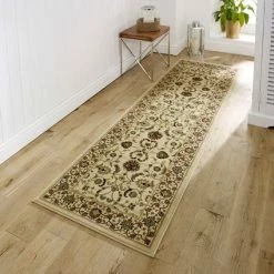 Xrugs Runners Beige Oriental Rug Heavy Thick Soft Border Design Large Runner Circle Area Mats