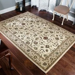 Xrugs Runners Beige Oriental Rug Heavy Thick Soft Border Design Large Runner Circle Area Mats