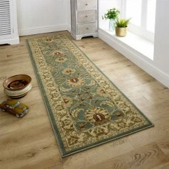 Xrugs Runners Teal Blue Rug Traditional Oriental Pattern Thick Heavy Large Small Runner Circle