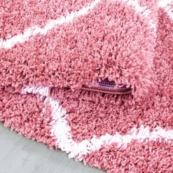 Xrug Fluffy Rug Pink Blush Shaggy Carpet Soft Thick Large Small Geometric Dimaond Pattern For Living Room Bedroom