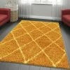 Xrug Shaggy Rug Yellow Mustard Gold Soft Fluffy Geometric Diamond Carpet Large XL Small For Bedroom Living Room