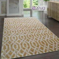 Xrugs Grey Gold Rug Moroccan Trellis Geometric Pattern Woven Carpet Living Room Bedroom Large SmallArea Mat