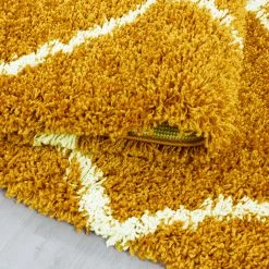 Xrug Mustard Fluffy Rug Yellow Shaggy Soft Thick Large Small Dimaond Carpet For Living Room Bedroom