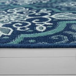 Xrugs Blue Indoor & Outdoor Rug Navy Blue Moroccan Trellis Flat Weave Mat Large Small