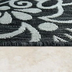 Xrugs Outdoor Rug Grey Black Oriental Pattern Large XL Small Decking Patio Garden Mats Outdoor Rugs