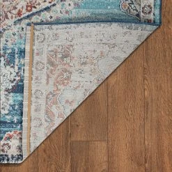 Xrugs Blue Vintage Rug Disstressed Oriental Pattern Durable Indoor & Outdoor Rugs