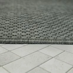 Xrugs Outdoor Rug Grey Plain Border Design Large Small Runner Garden Decking Patio Mat Outdoor Rugs