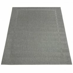 Xrugs Outdoor Rug Grey Plain Border Design Large Small Runner Garden Decking Patio Mat Outdoor Rugs