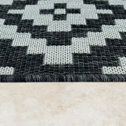 Xrugs Outdoor Plastic Rug Black Grey Flatweave Large Small Decking Garden Patio Mat Outdoor Rugs
