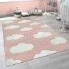 Xrugs Kids Rug Pink Girls Rugs Clouds Woven Thick Childrens Bedroom Carpet Large Small