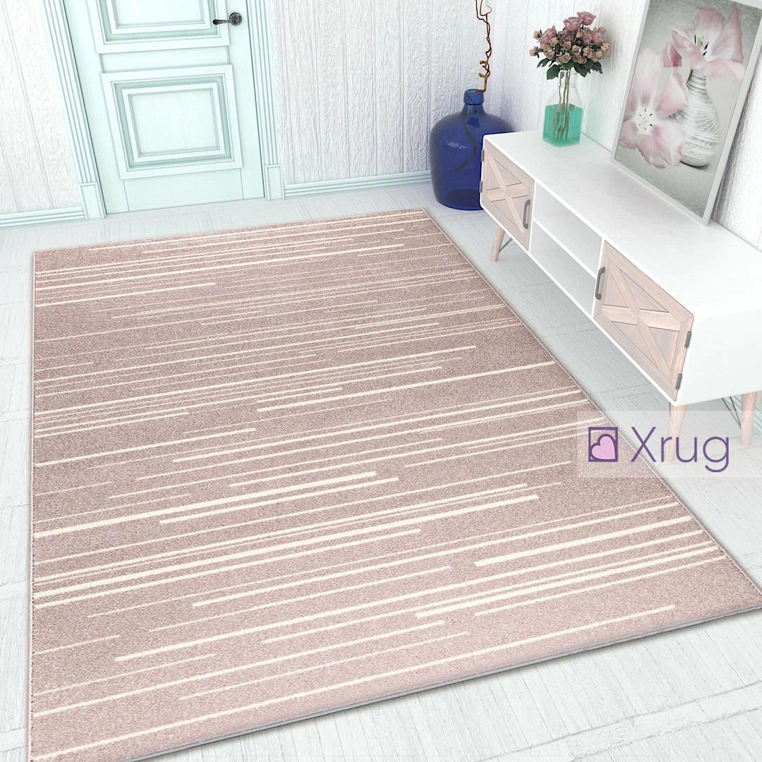 Xrugs Dusty Pink Rug Woven Rug Carpet Small Large Bedroom Living Room Area Mat White Cream Strips 1 Xrugs Dusty Pink Rug Woven Rug Carpet Small Large Bedroom Living Room Area Mat White Cream Strips
