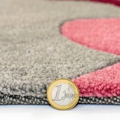 Xrugs Pink Grey Rug Thick Soft Carpet Hand Carved Floral Pattern Small Large XL Circle Modern