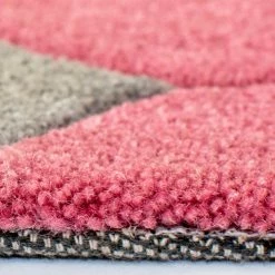 Xrugs Pink Grey Rug Thick Soft Carpet Hand Carved Floral Pattern Small Large XL Circle Modern