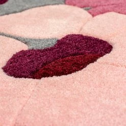 Xrugs Pink Grey Rug Thick Soft Carpet Hand Carved Floral Pattern Small Large XL Circle Modern