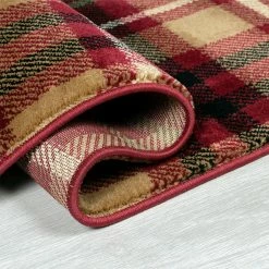 Xrugs Red Tartan Rug Red Beige Check Patterned Carpet Small Extra Large Hallway Runner