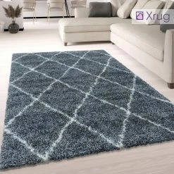 Xrug Fluffy Rug Grey Shaggy Thick Soft Large Small Diamond Carpet For Living Room Bedroom