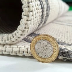 Xrugs Cotton Rugs Runner Rug Geometric 100% Cotton Washable Woven Carpet Natural Diamond Patterned Mat - 75x300cm