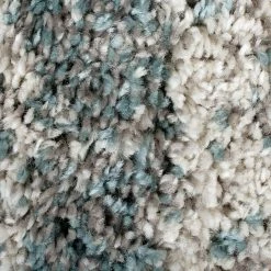 Xrugs Blue Ombre Rug Soft Fluffy Teal Grey Cream Shaggy Carpet Distressed Bedroom Mat Modern