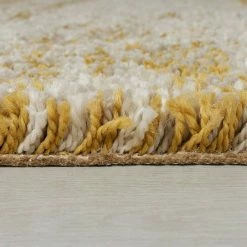 Xrugs Modern Yellow Fluffy Rug Ochre Cream Shaggy Carpet Thick Soft Ombre Living Room Mat New