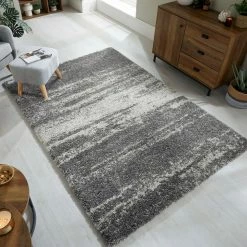 Xrugs Grey Rug Fluffy Soft Thick Cream And Grey Ombre Shaggy Modern Carpet Bedroom Mat