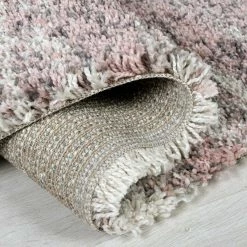 Xrugs Modern Soft Fluffy Rugs Blush Pink Grey Cream Pattern Shaggy Carpet Thick Bedroom Mat