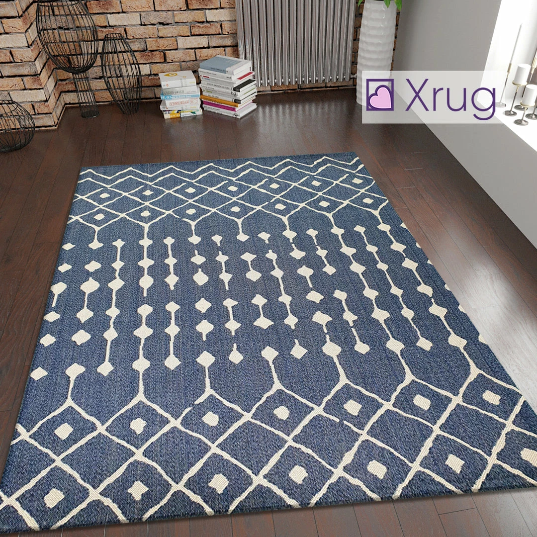 Xrugs Cotton Rugs Cotton Rug Navy Blue Diamond Pattern Washable Flat Weave Mat Woven Carpet Small Extra Large 12 Xrugs Cotton Rugs Cotton Rug Navy Blue Diamond Pattern Washable Flat Weave Mat Woven Carpet Small Extra Large