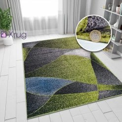 Xrug Green And Grey Blue Rug Patterned Rugs Carpets Woven Low Pile Living Room Mat Small Large 80x150 120x170 160x230 Modern