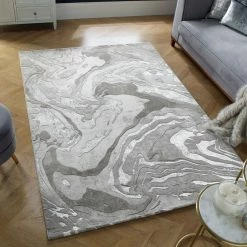 Xrugs Grey Marble Rug Large Small Hallway Runner Modern Bedroom Soft Woven Carpet Mat