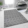 Xrugs Grey Cotton Rug Diamond Berber Pattern Extra Large Small Flatweave Carpet Modern Woven Patterned Mat Cotton Rugs