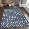 Xrugs Cotton Rugs Cotton Rug Navy Blue Diamond Pattern Washable Flat Weave Mat Woven Carpet Small Extra Large