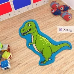 Xrug Kids Dinosaur Rug Machine Washable Anti Slip Childrens Playroom Mat Nursery Carpet