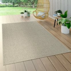 Xrugs Flatweave Outdoor Rug Cream Geometric Pattern Large XL Small Patio Garden Mats Outdoor Rugs