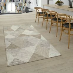 Xrugs Indoor Outdoor Rug Large Beige Cream Geometric Diamond Pattern Garden Patio Mat Outdoor Rugs