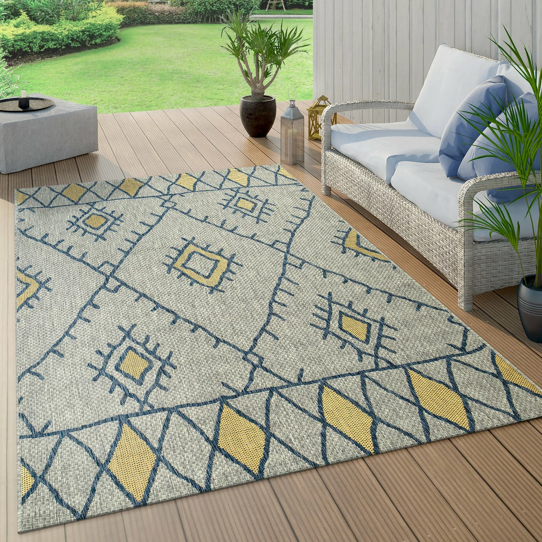 Xrugs Outdoor Rug Blue Yellow Geometric Moroccan Pattern Large Small Patio Garden Mat Outdoor Rugs 1 Xrugs Outdoor Rug Blue Yellow Geometric Moroccan Pattern Large Small Patio Garden Mat Outdoor Rugs