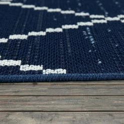 Xrugs Navy Blue Outdoor Rug Ethnic Geometric Pattern Large XL Small Garden Patio Mat Outdoor Rugs