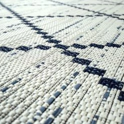Xrugs White Cream Blue Outdoor Rug Geometric Large Small Decking Garden Patio Rugs Mat Outdoor Rugs