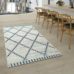 Xrugs White Cream Blue Outdoor Rug Geometric Large Small Decking Garden Patio Rugs Mat Outdoor Rugs