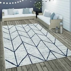 Xrugs Outdoor Rugs Outdoor Rug Plastic White Blue Colours Geometric Pattern Large Small Patio Mat