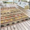 Xrugs Outdoor Rug Large Red Yellow Black Striped Ethnic Design Runner Patio Garden Mat