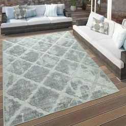 Xrugs Outdoor Rugs Grey Marble Look Geometric Diamond Pattern Large Garden Patio Mat
