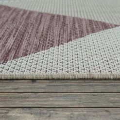 Xrugs Outdoor Garden Rug Beige Purple Colour Geometric Diamond Pattern Large Patio Mat Outdoor Rugs