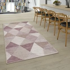 Xrugs Outdoor Garden Rug Beige Purple Colour Geometric Diamond Pattern Large Patio Mat Outdoor Rugs