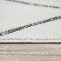 Xrugs Large Rug White Cream Diamond Geometric Scandi Pattern Runner Large Small Carpet Runners