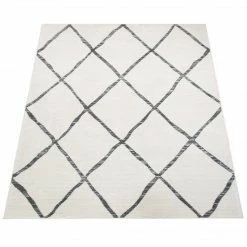 Xrugs Large Rug White Cream Diamond Geometric Scandi Pattern Runner Large Small Carpet Runners