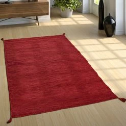 Xrugs Red And Orange Rug Soft Cotton Rugs With Tassels XL Large Small Carpet Hall Mat