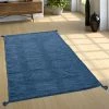 Xrugs Navy Blue Rug Stripes Cotton Rugs Handwoven Tassels Living Room Bedroom Area Mat